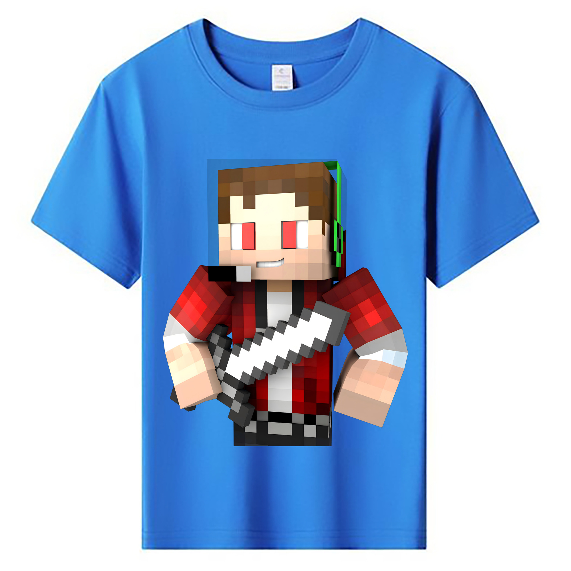 （画像用） マインクラフト ブロックの世界 Minecraft MC Block world 綿100％キッズTシャツ（フロントプリント）